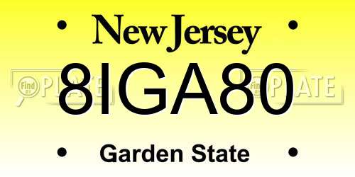8IGA80 New Jersey License Plate