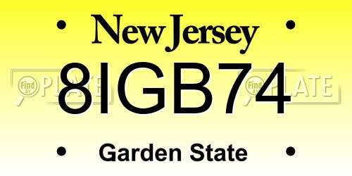 8IGB74 New Jersey License Plate