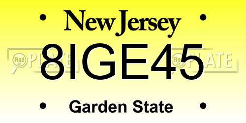 8IGE45 New Jersey License Plate