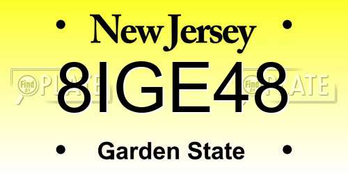 8IGE48 New Jersey License Plate