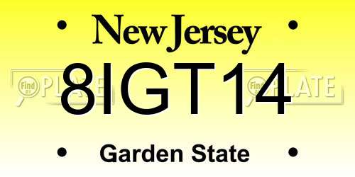 8IGT14 New Jersey License Plate