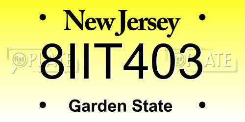 8IIT403 New Jersey License Plate