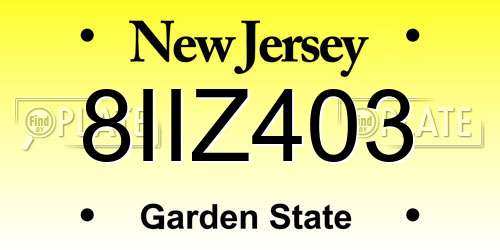 8IIZ403 New Jersey License Plate