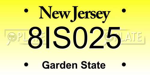 8IS025 New Jersey License Plate