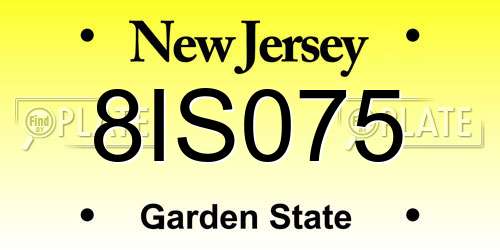 8IS075 New Jersey License Plate