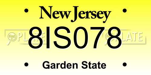 8IS078 New Jersey License Plate