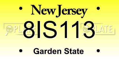 8IS113 New Jersey License Plate