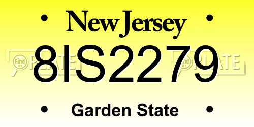 8IS2279 New Jersey License Plate