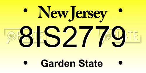 8IS2779 New Jersey License Plate