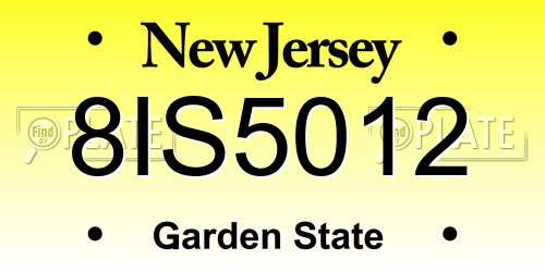8IS5012 New Jersey License Plate
