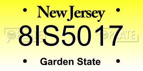 8IS5017 New Jersey License Plate