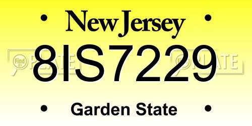 8IS7229 New Jersey License Plate