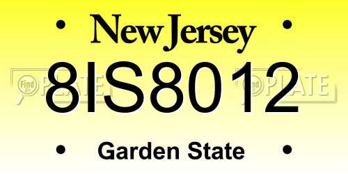8IS8012 New Jersey License Plate