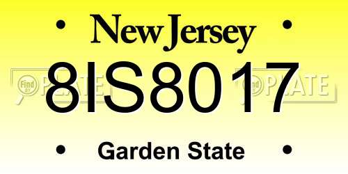 8IS8017 New Jersey License Plate