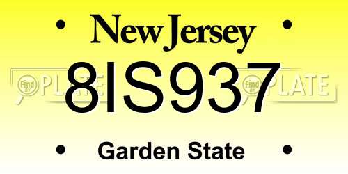 8IS937 New Jersey License Plate