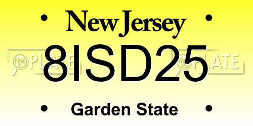 8ISD25 New Jersey License Plate