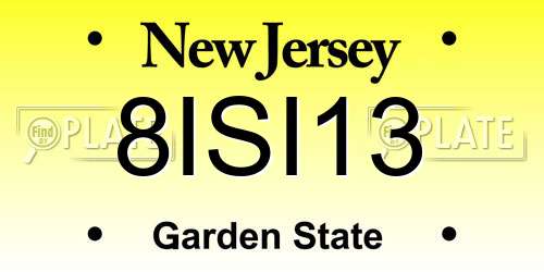 8ISI13 New Jersey License Plate
