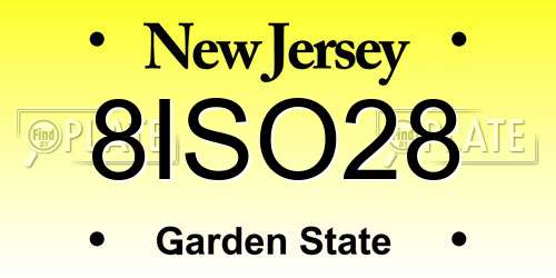 8ISO28 New Jersey License Plate