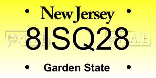 8ISQ28 New Jersey License Plate