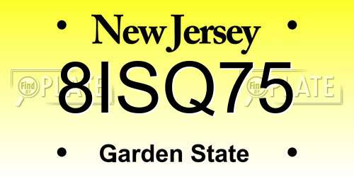 8ISQ75 New Jersey License Plate