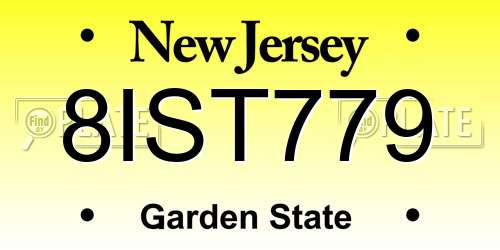8IST779 New Jersey License Plate