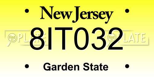8IT032 New Jersey License Plate