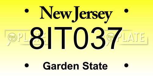 8IT037 New Jersey License Plate