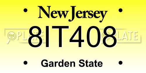 8IT408 New Jersey License Plate