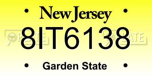 8IT6138 New Jersey License Plate