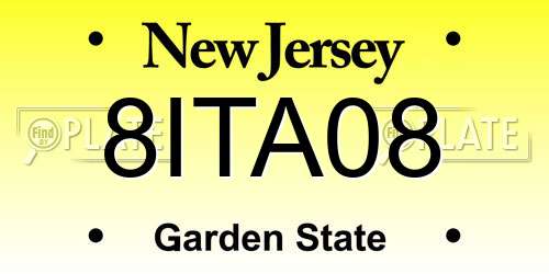 8ITA08 New Jersey License Plate