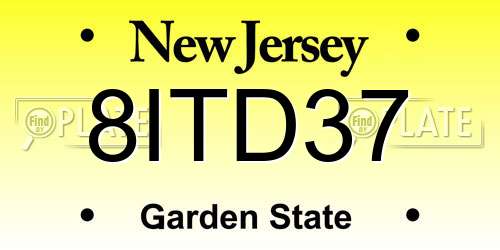 8ITD37 New Jersey License Plate