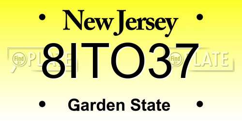 8ITO37 New Jersey License Plate