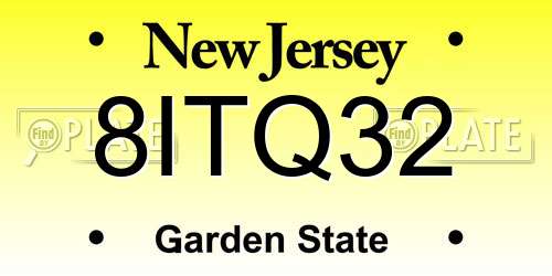 8ITQ32 New Jersey License Plate