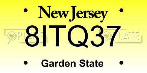 8ITQ37 New Jersey License Plate