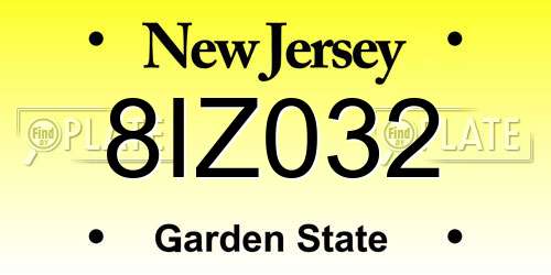 8IZ032 New Jersey License Plate