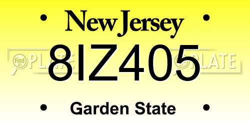 8IZ405 New Jersey License Plate