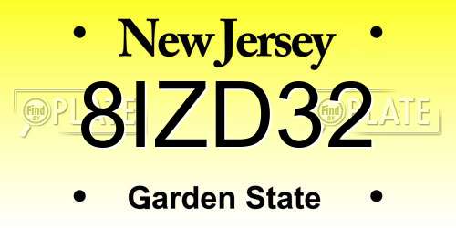 8IZD32 New Jersey License Plate
