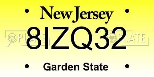 8IZQ32 New Jersey License Plate