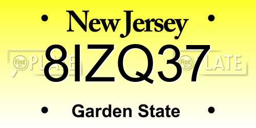 8IZQ37 New Jersey License Plate