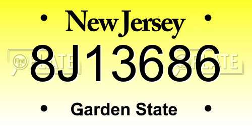 8J13686 New Jersey License Plate