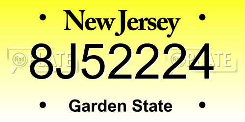 8J52224 New Jersey License Plate