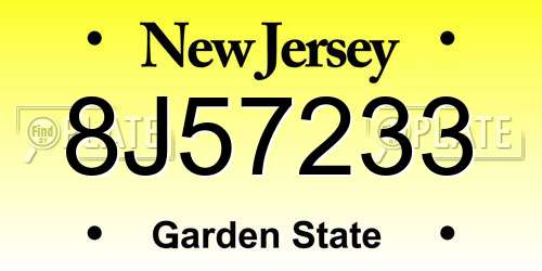 8J57233 New Jersey License Plate