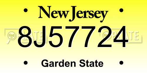 8J57724 New Jersey License Plate