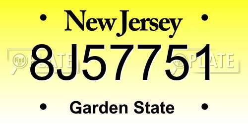 8J57751 New Jersey License Plate