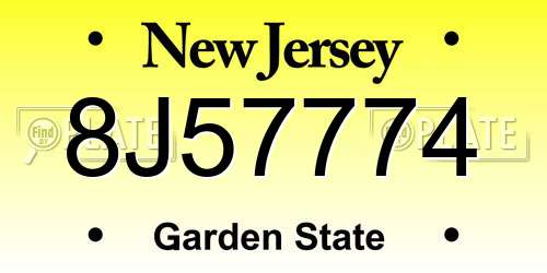 8J57774 New Jersey License Plate