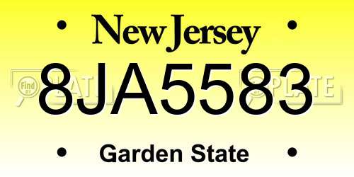 8JA5583 New Jersey License Plate