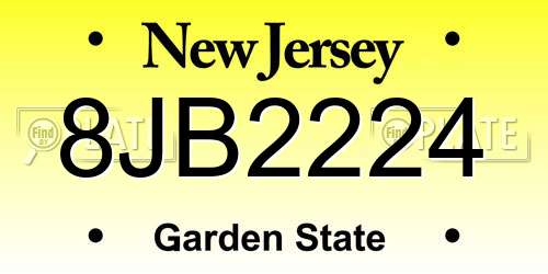 8JB2224 New Jersey License Plate