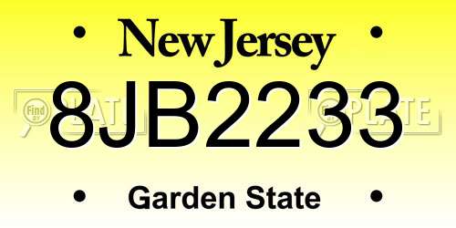 8JB2233 New Jersey License Plate