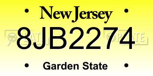 8JB2274 New Jersey License Plate