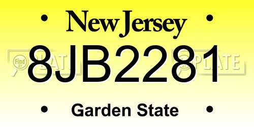 8JB2281 New Jersey License Plate